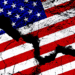 An American Flag ripped in half.