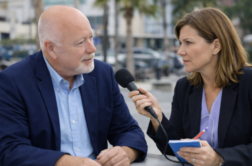 Scott Randy Gerber from the Tipping Point Tampa Bay and local Reporter Marie Cook Johnson.